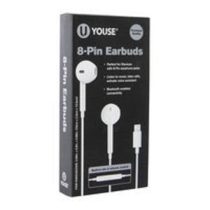 U YOUSE
Premium 8-Pin Earbuds Bluetooth Enabled w/Built-In Mic.  New in box
